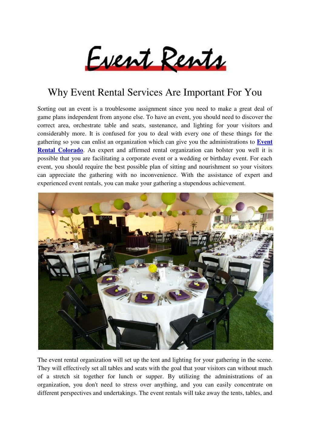 why event rental services are important for you