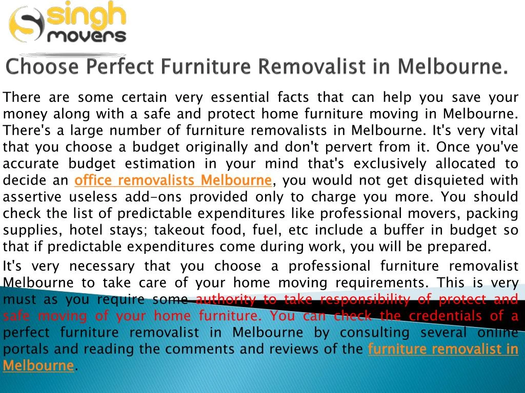 choose perfect furniture removalist in melbourne