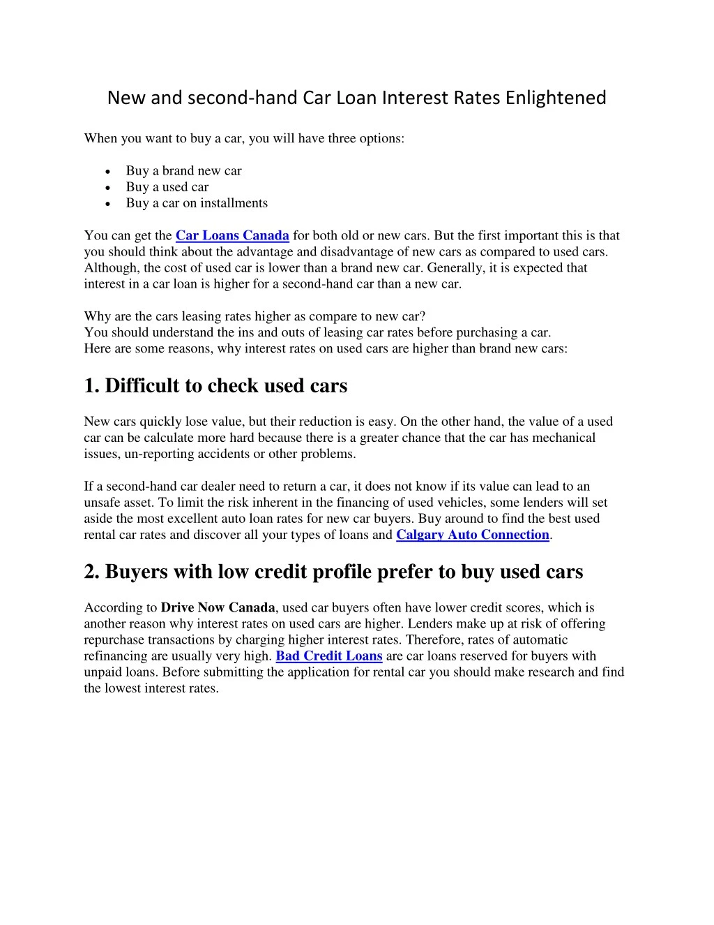 new and second hand car loan interest rates