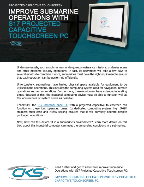 Improve Submarine Operations With S17 Projected Capacitive Touchscreen PC