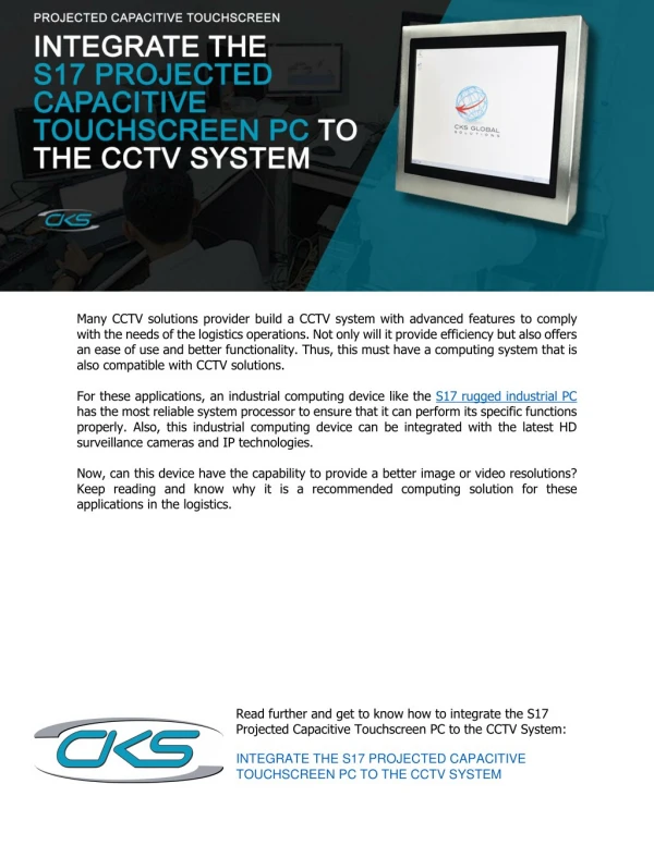 Integrate the S17 Projected Capacitive Touchscreen PC to the CCTV System