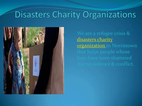 Disasters Charity Organizations