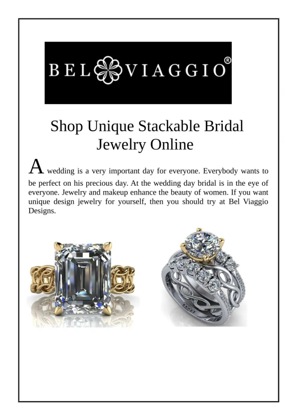 Shop Unique Stackable Bridal Jewelry Online - Bel Viaggio Designs