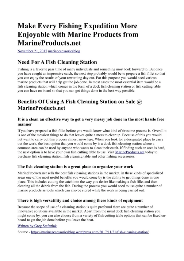 Make Every Fishing Expedition More Enjoyable with Marine Products from MarineProducts.net