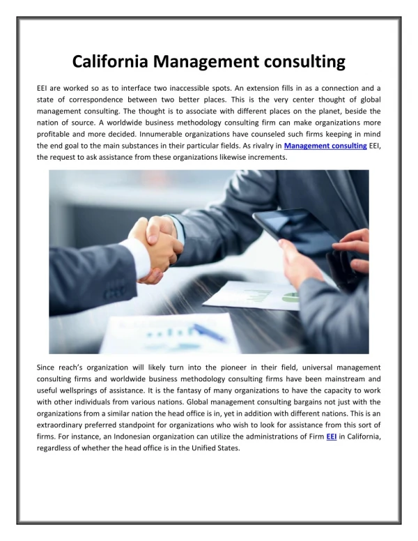 California Management consulting