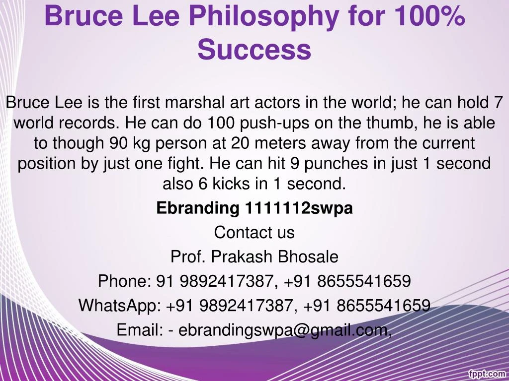 bruce lee philosophy for 100 success
