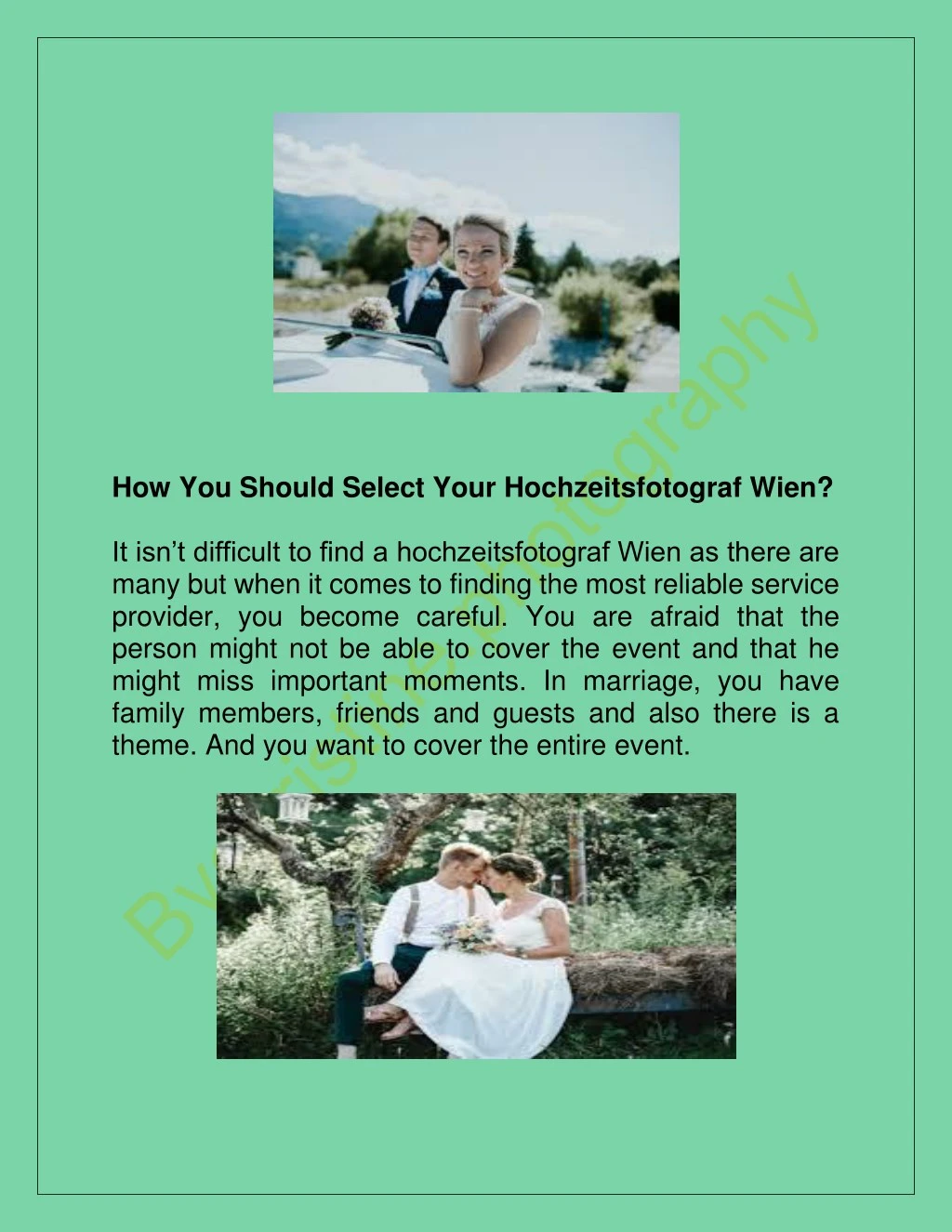 how you should select your hochzeitsfotograf wien