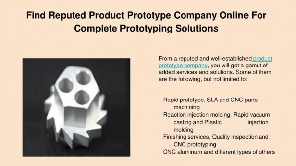 Find Reputed Product Prototype Company Online For Complete Prototyping Solutions