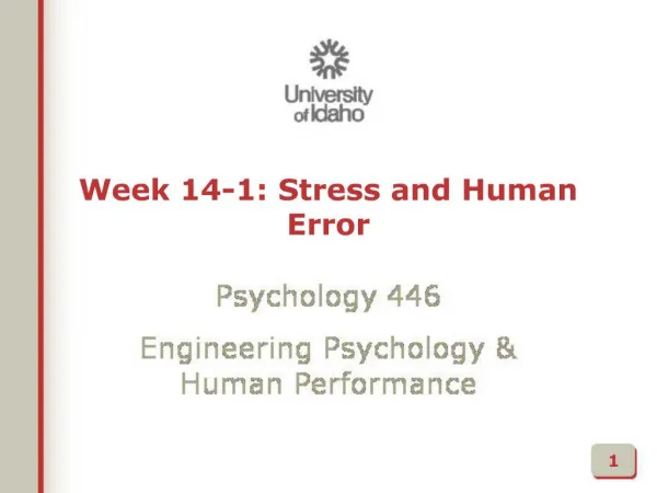 Week 14-1: Stress and Human Error