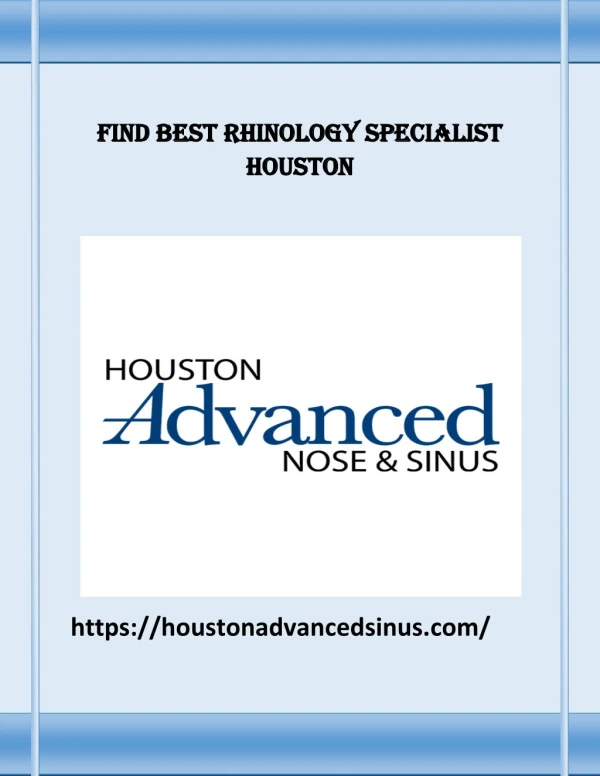 Find best Rhinology specialist Houston
