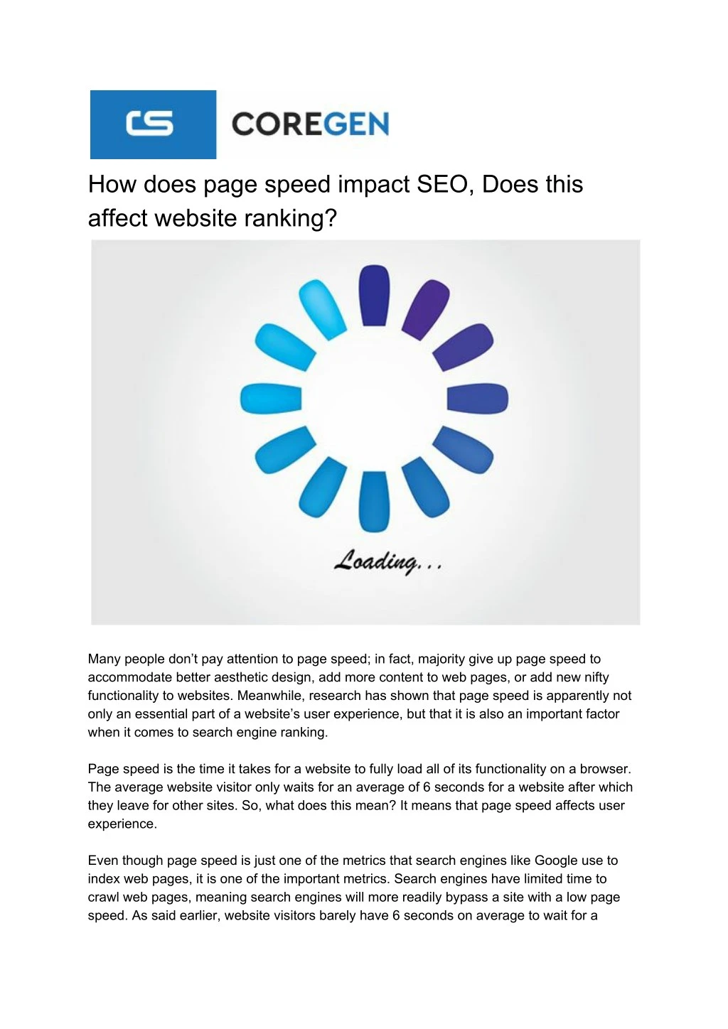 how does page speed impact seo does this affect