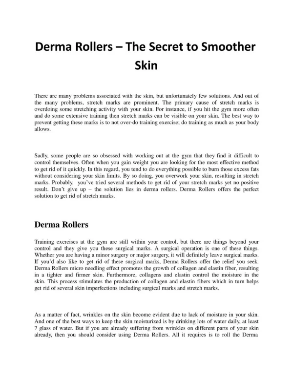 Derma Rollers – The Secret to Smoother Skin
