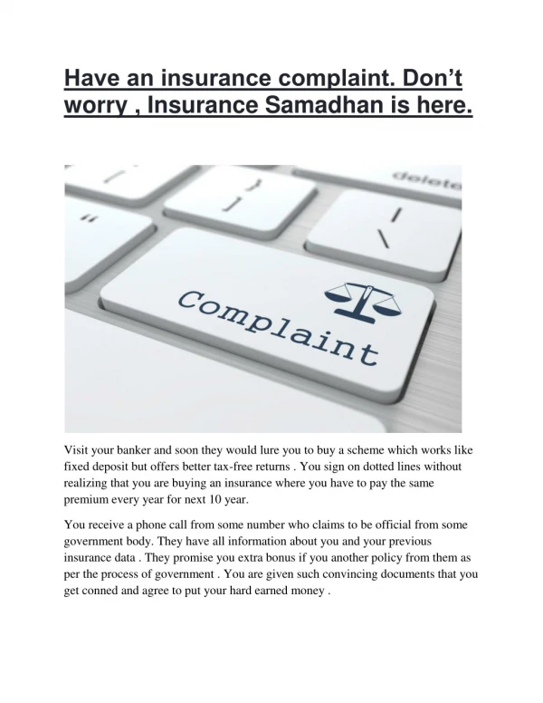 Insurance Claim Experts | Insurance Samadhan