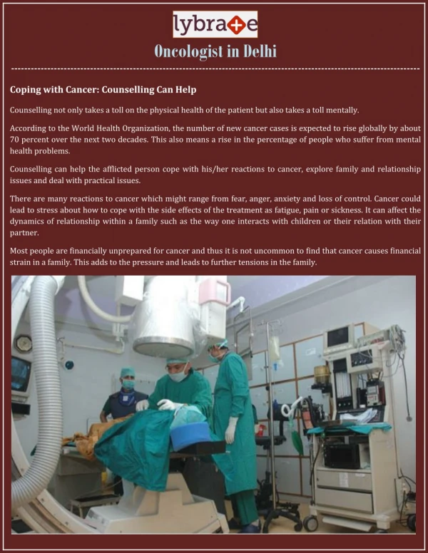 Oncologist in Delhi - Lybrate