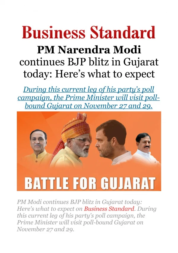 PM Modi continues BJP blitz in Gujarat today: Here's what to expect