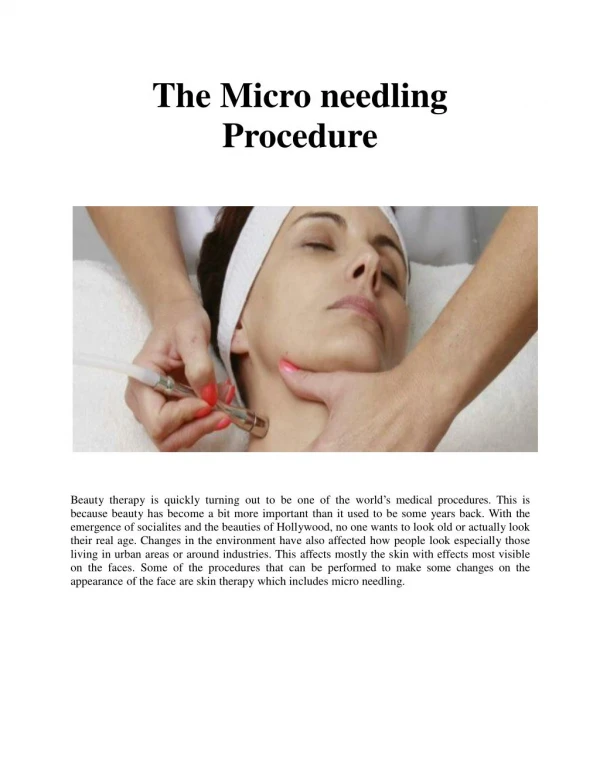 The Micro needling Procedure