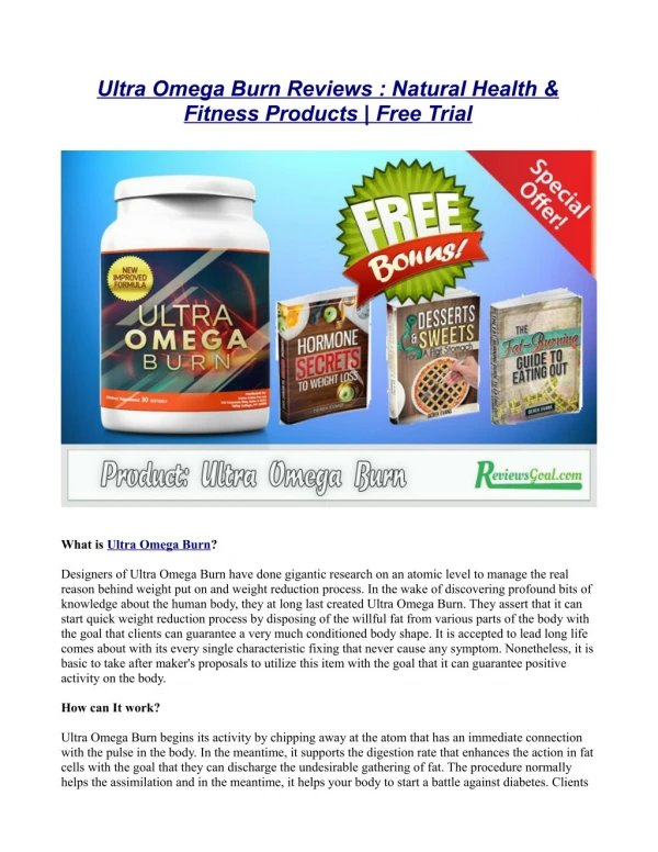 Ultra Omega Burn Reviews : Natural Health & Fitness Products | Free Trial