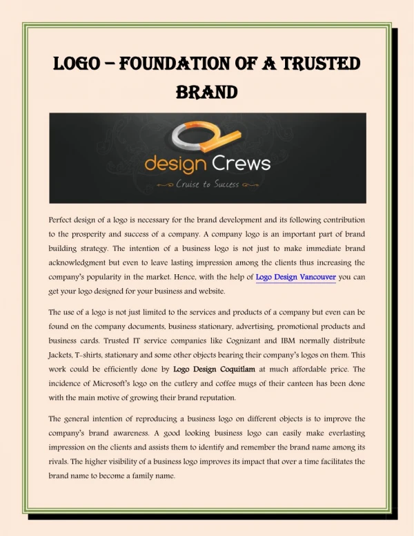 Logo – Foundation of a Trusted Brand