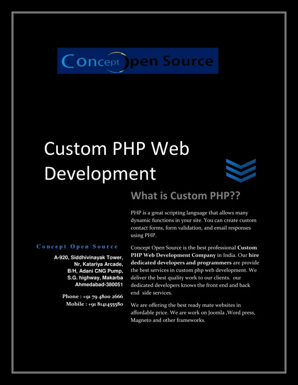 Hire Custom PHP Web developer | Concept Open Source