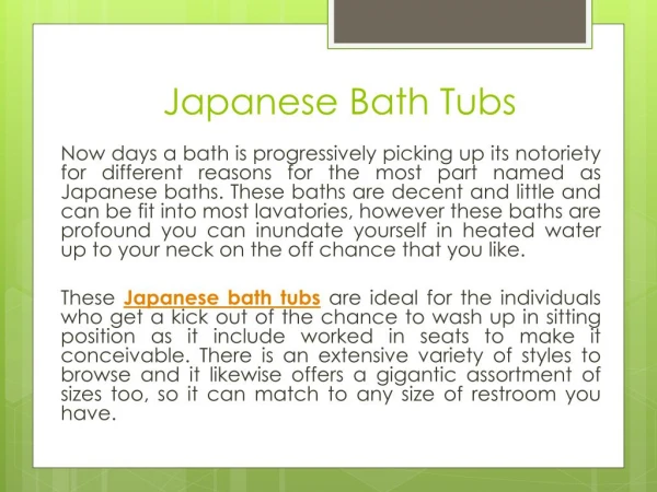 Japanese bath tubs