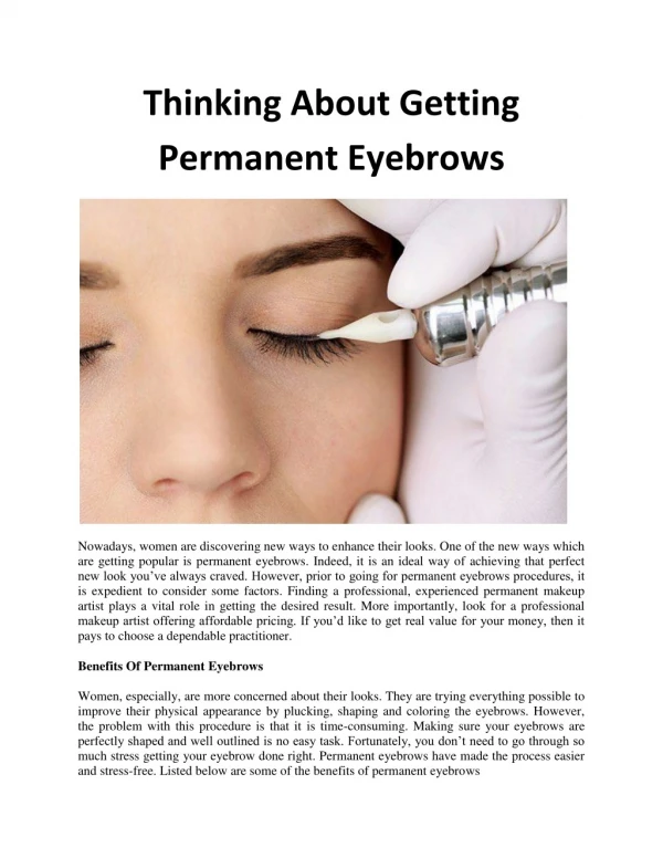 Thinking About Getting Permanent Eyebrows?