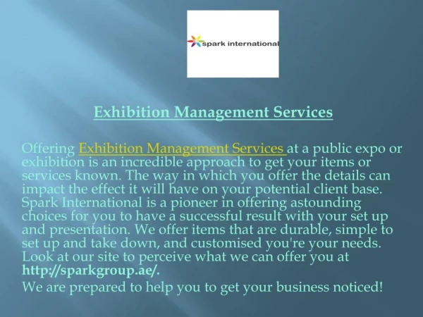 Exhibition management services