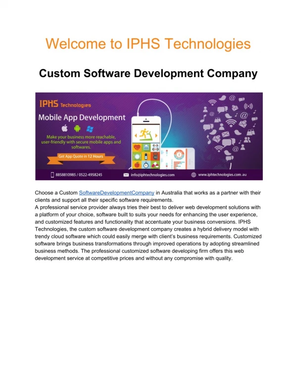Custom Software Development Company Australia