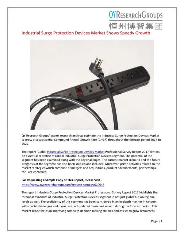 Global Industrial Surge Protection Devices Market Professional Survey Report 2017