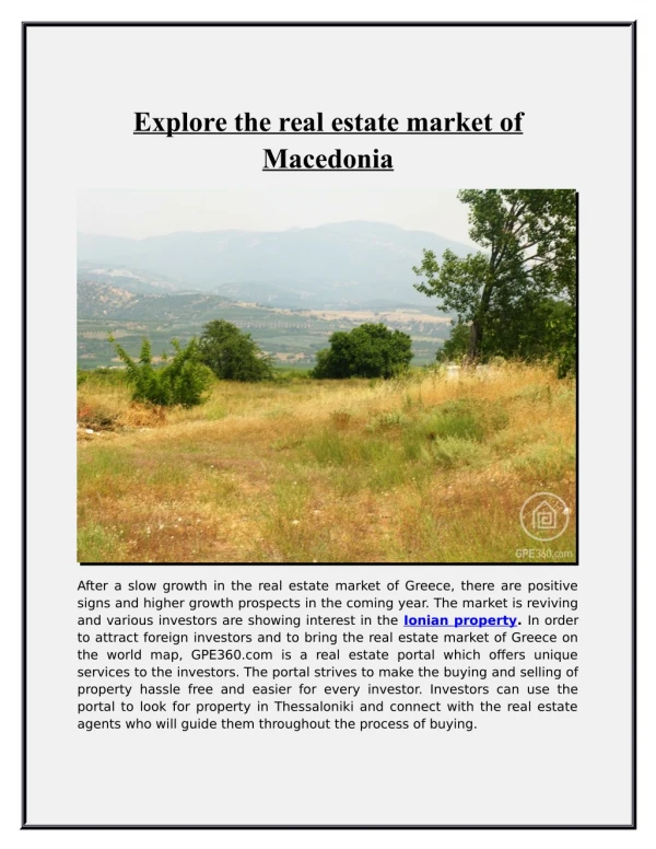 Explore the real estate market of Macedonia
