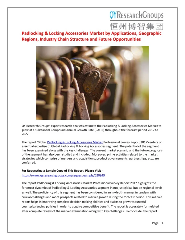 Global Padlocking & Locking Accessories Market Professional Survey Report 2017