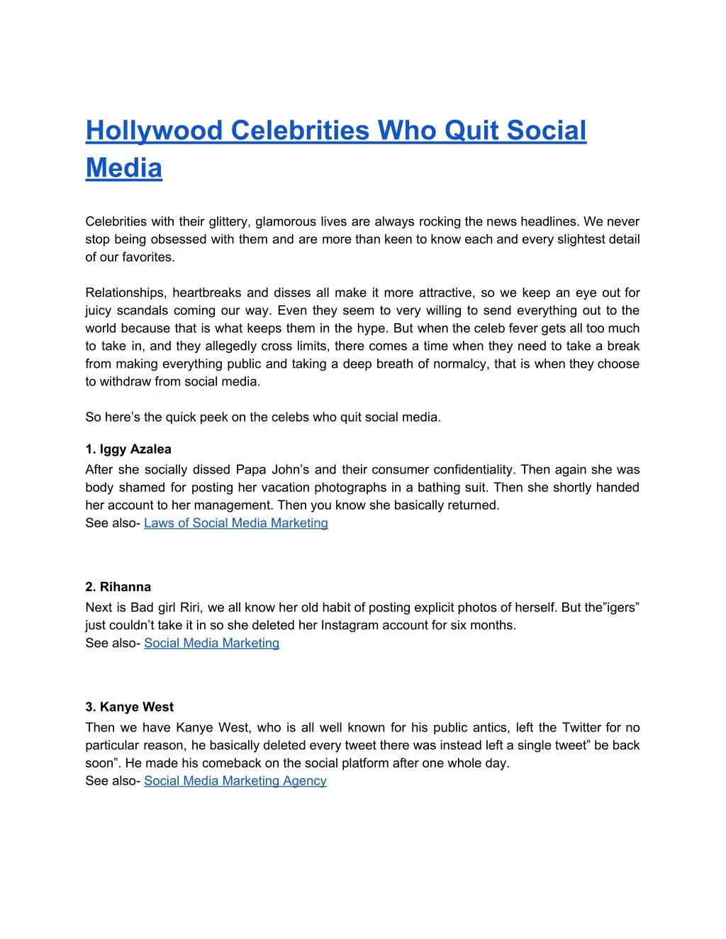 hollywood celebrities who quit social media