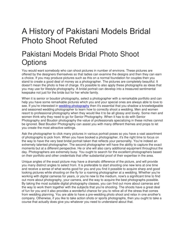 A History of Pakistani Models Bridal Photo Shoot Refuted