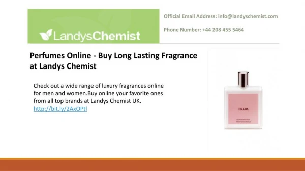 Perfumes Online - Buy Long Lasting Fragrance at Landys Chemist