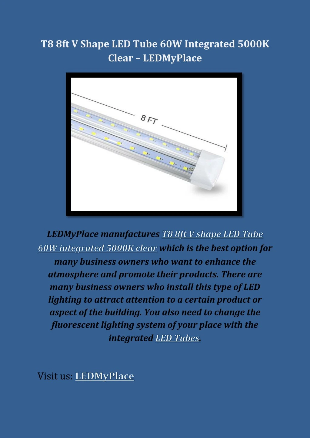 t8 8ft v shape led tube 60w integrated 5000k