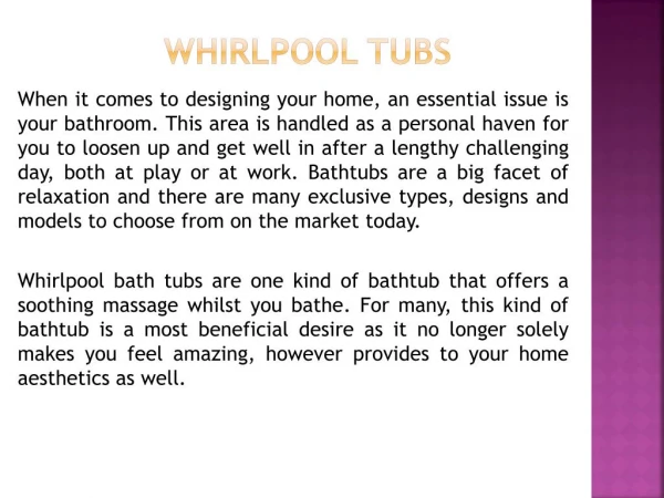 Whirlpool Tubs