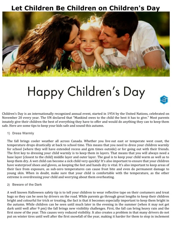 Let Children Be Children on Children's Day