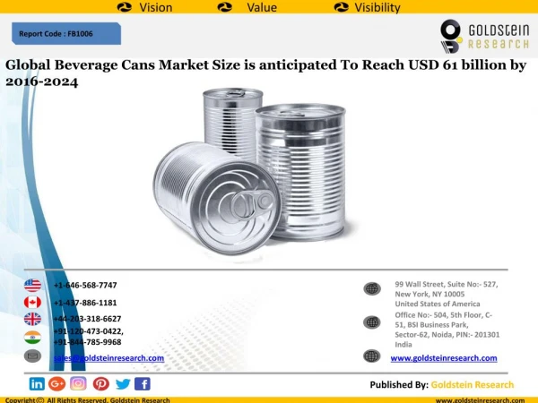 Global Beverage Cans Market Size is anticipated To Reach USD 61 billion by 2016-2024