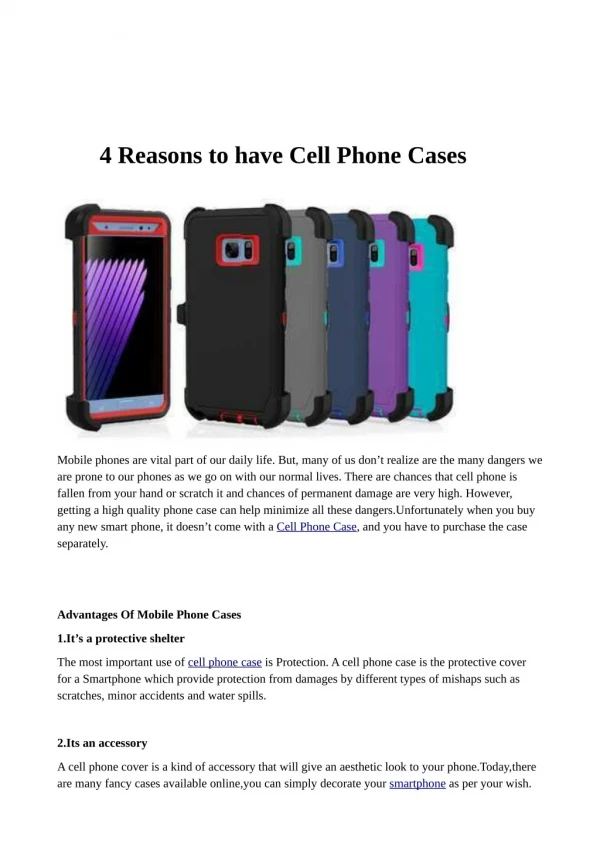 4 Reasons to have Cell Phone Cases