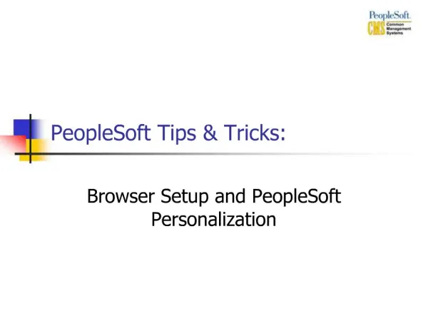 PeopleSoft Tips Tricks: