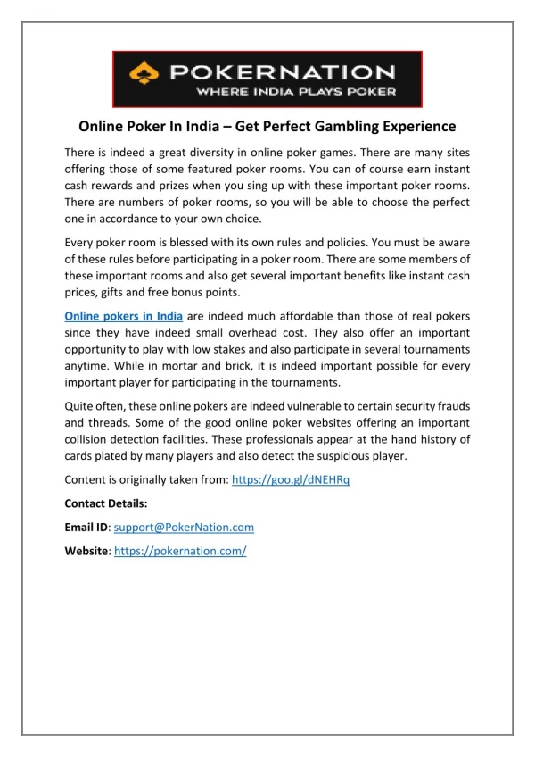 Online Poker In India – Get Perfect Gambling Experience