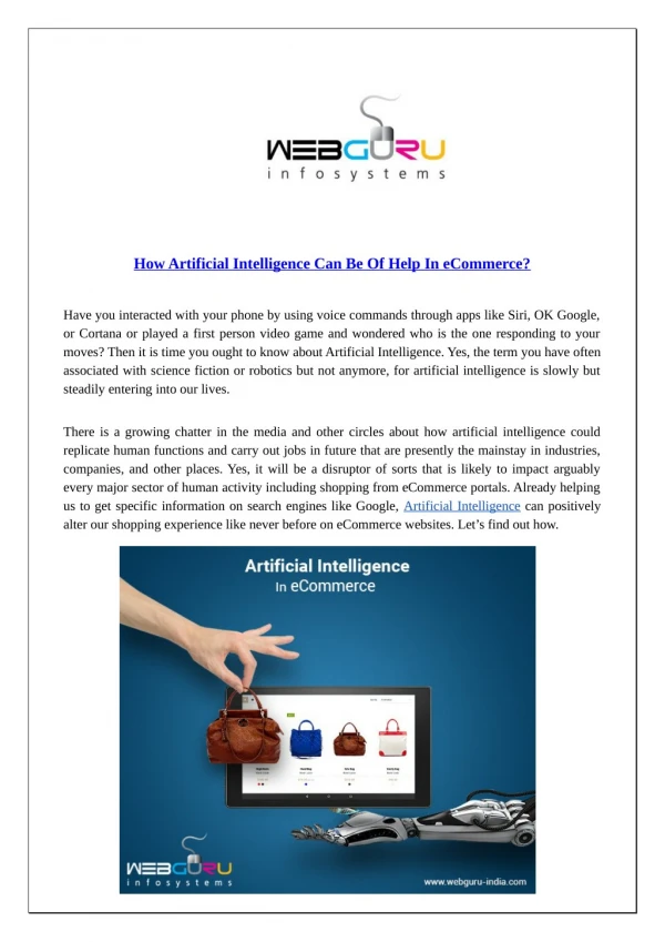 How Artificial Intelligence Can Be Of Help In eCommerce?