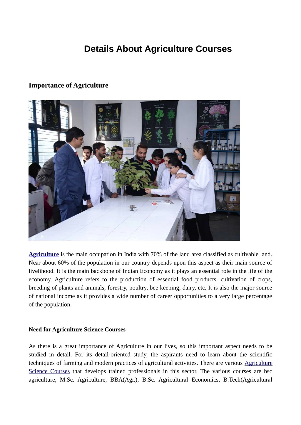 details about agriculture courses