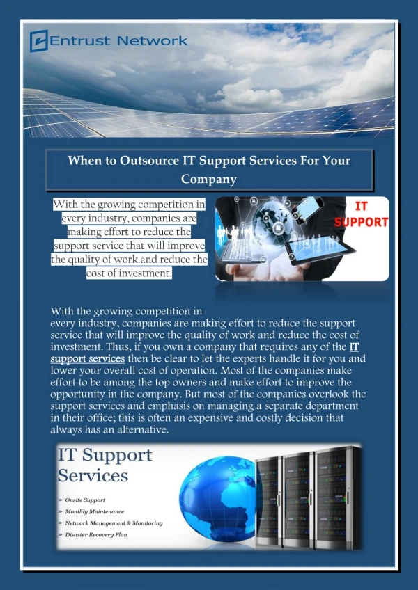 When to Outsource IT Support Services For Your Company