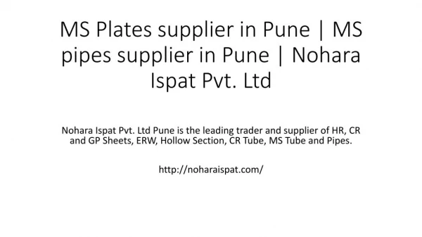 MS Plates supplier in Pune | MS pipes supplier in Pune | Nohara Ispat Pvt. Ltd