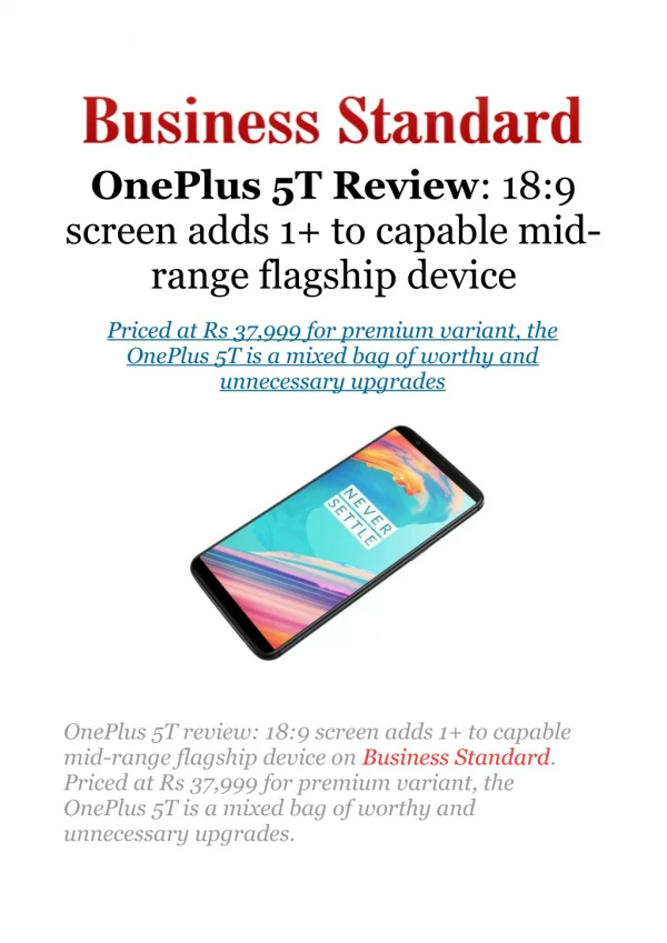 OnePlus 5T review: 18:9 screen adds 1 to capable mid-range flagship device