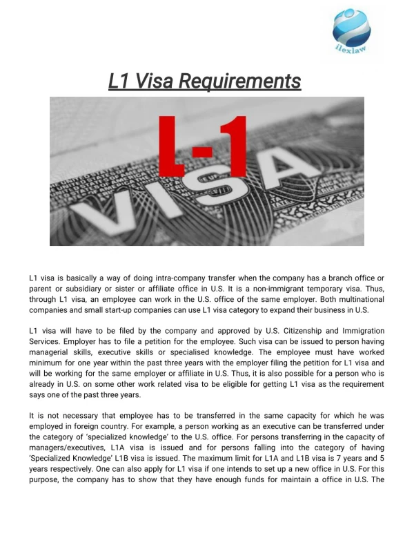 L1 Visa Requirements