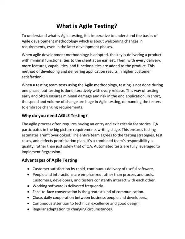 What is Agile Testing?