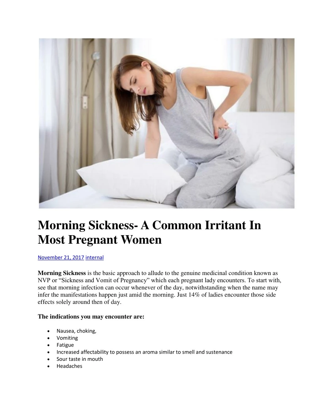 morning sickness a common irritant in most