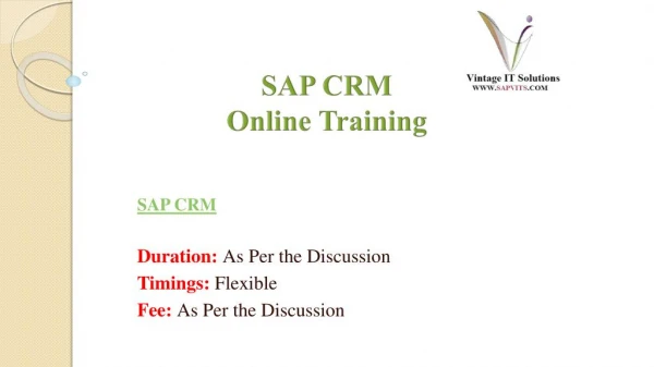 SAP CRM Modules Online Course in Pune | CRM Training Course Content