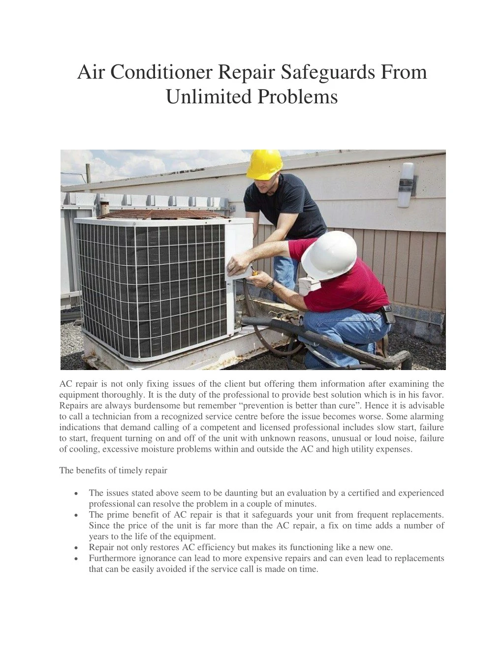 air conditioner repair safeguards from unlimited